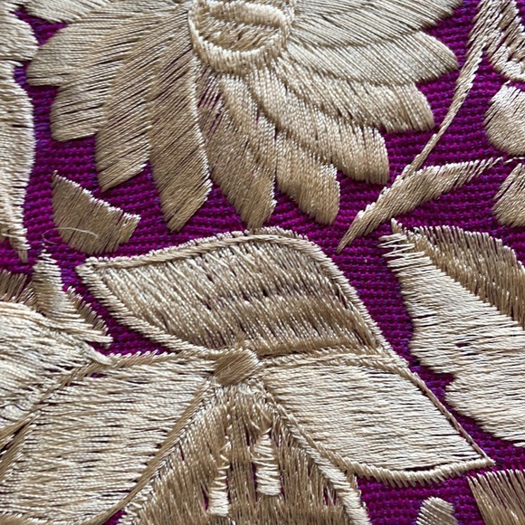 Fuchsia and Gold Embroidered Clutch - Picture 4 of 7